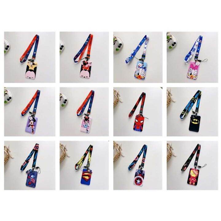 pingchuishop-สาวๆมิกกี้เครดิตไอดีการ์ดฮีโร่แบบพกพามีสายคล้องบัตรธนบัตรที่ใส่บัตรการ์ตูนเคสบัตร-sampul-kartu-รถบัส
