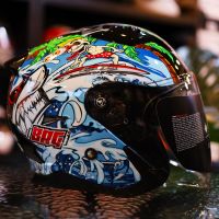 หมวกกันน็อค BRG BR-20 สี Shark Attack Gloss Black size L Helmets Open Face แว่น 2 ชั้น