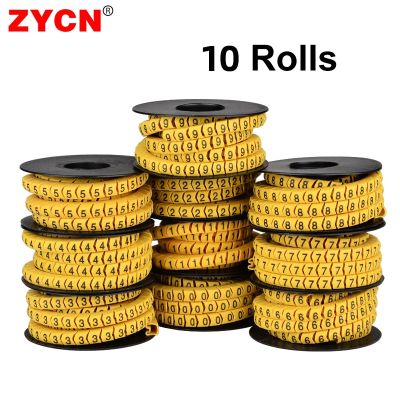 10 Roll Cable Markers Number Tube EC 1 2.5 4 6 Square 0 to 9  Mark Wire Label Pipe Network Line Sleeve Concave Antiskid PVC