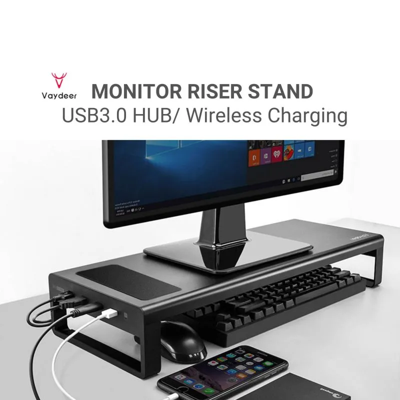  Vaydeer Dual Monitor Stand Computer Riser with USB 3.0