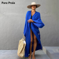 Para Praia Solid cotton View COVER UPS Beach kimono Beach Robe Maxi Long Dress sarong Women Loose Cardigan SWIM coverstor