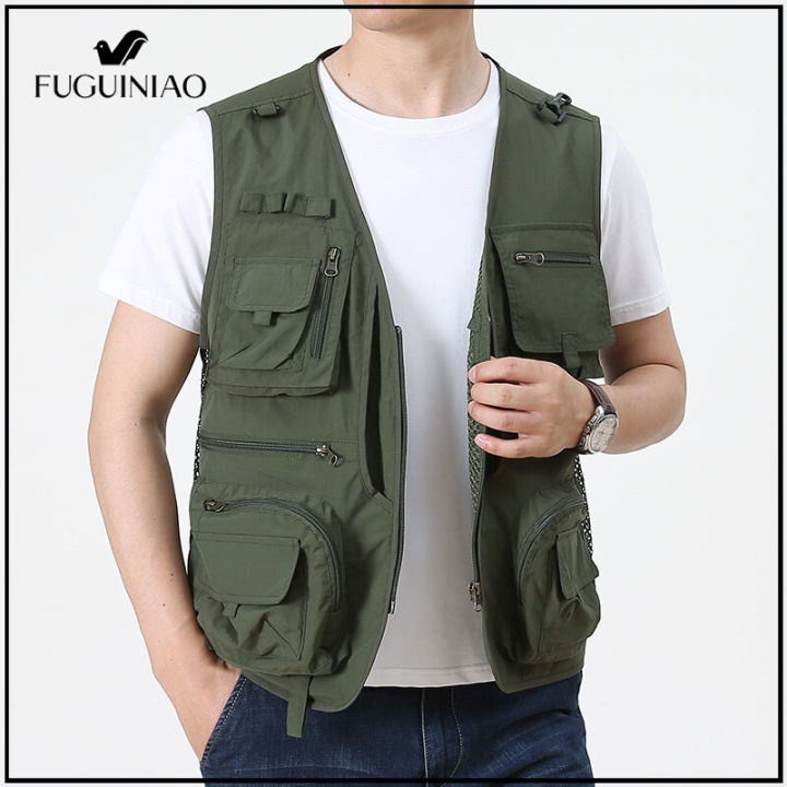 fuguiniao-แจ็กเก็ตเสื้อกั๊กผู้ชาย-อีกหลายกระเป๋าผ้าตาข่ายชุดยุทธวิธีกลางแจ้งสำหรับตกปลา