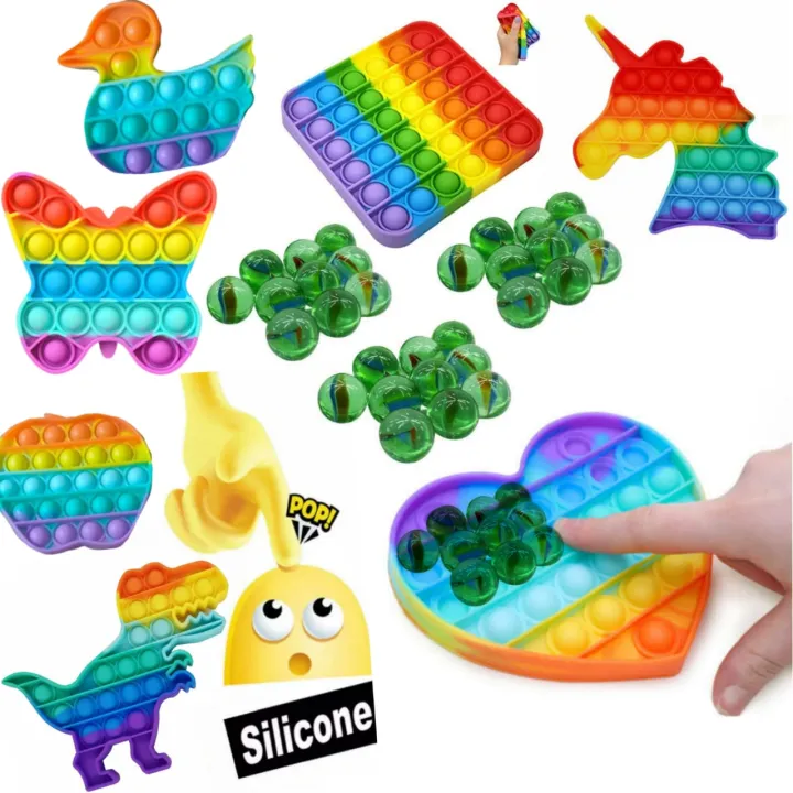 Rainbow pop it Fidget Toy Pops Brain Game Bubble Sensory Relieve Stress