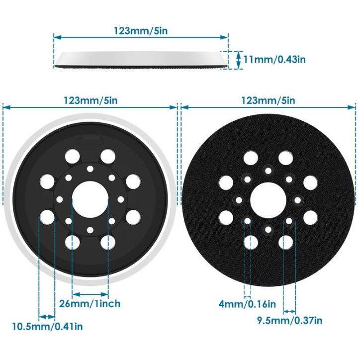 dagafga-กระดาษทรายแผ่นรองเครื่องขัดทราย2ชิ้นใช้ได้กับ-ros10-ros20-ros20vs-5นิ้วแบบพรีเมี่ยมพร้อมแผ่นรองซานเดอร์กระดาษทรายแผ่น8รูสำหรับที่ขัดแบบหมุนรอบกระดาษทรายแผ่นพรีเมียม