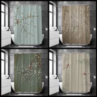 【CW】▨⊕❡  Flowers Birds Curtain Fabric Shower Curtains Floral Leaves Printing Landscape Decoration