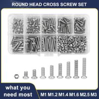 M1 M1.2 M1.4 M1.6 M2.5 M3 Screw 304 Stainless Steel Phillips Round Head Cross Metric Thread Machine Bolt Box Set Assortment Kit Fasteners