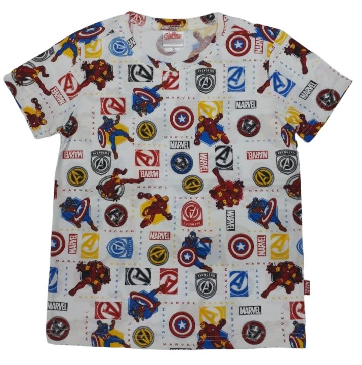 เสื้อผ้าเด็กลายการ์ตูนลิขสิทธิ์แท้-เด็กผู้ชาย-หญิง-ชุดเที่ยว-เสื้อแขนสั้น-ชุดแฟชั่น-นอน-ลาย-marvel-avenger-ironman-captain-america-t-shirt-dma101-29-bestshirt
