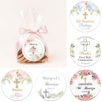 【hot】∋☫☂  Custom Communion Sticker Boy Floral Comunión Label Personalized Bautizo Baptism Stickers Labels