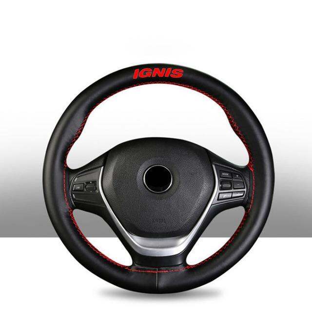 hot-cppppzlqhen-561-ฝาครอบพวงมาลัยหนังแท้ขนาด15นิ้วสำหรับ-suzuki-ignis-อุปกรณ์ตกแต่งภายในรถยนต์