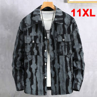 Tie-Dye Denim แจ็คเก็ตผู้ชาย Plus ขนาด10XL 11XL Denim เสื้อชายแฟชั่น Streetwear แจ็คเก็ตขนาดใหญ่10XL เสื้อฤดูใบไม้ผลิ Autumn