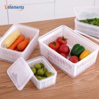 1.5/3/4.5L White Square Drain Basket With Lid/Kitchen Vegetable Fruit Washing Basket/Multifunctional Refrigerator Storage Containers