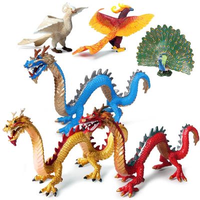 Childrens toys myth god beast solid simulation animal model dragon phoenix phoenix peacock bird hands do gift