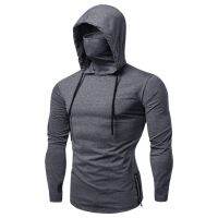 Mens Skull Hooded Splice เปิดขนาดใหญ่-Forked ชายแขนยาวเสื้อเสื้อฮู้ดใส่วิ่งกีฬา Gym เสื้อฮู้ดกีฬา