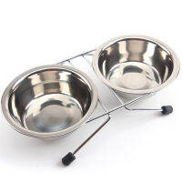 Durable Stainless Steel Double Dogs Food Bowls Non Slip Removable Cats Drinking Water Bowls Feeders Puppy Feeding Dishes