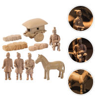 Creamnin 1 ชุด Terracotta Warriors ชุดเดสก์ท็อปตกแต่ง Mini Warriors Horse Model