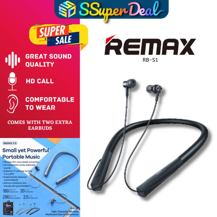 Remax RB-S1 High-Capacity Wireless Neckband Sports Earphones | Lazada