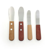 Stainless steel butter scraper butter spatula cream knife wooden handle butter knife jam knife spatula
