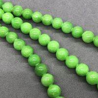 Green Yellow Jade Chalcedony Beads Stone Round 4-12mm Gemstone Loose Spacer DIY