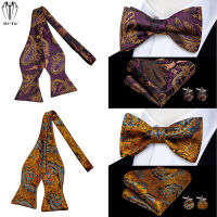 60สีผ้าไหมบุรุษตนเอง Bowtie Jacquard ทอโบว์ผูกผ้าเช็ดหน้ากระดุมข้อมือชุดสำหรับผู้ชายสีดำสีขาวลายดอกไม้ปรับของขวัญ