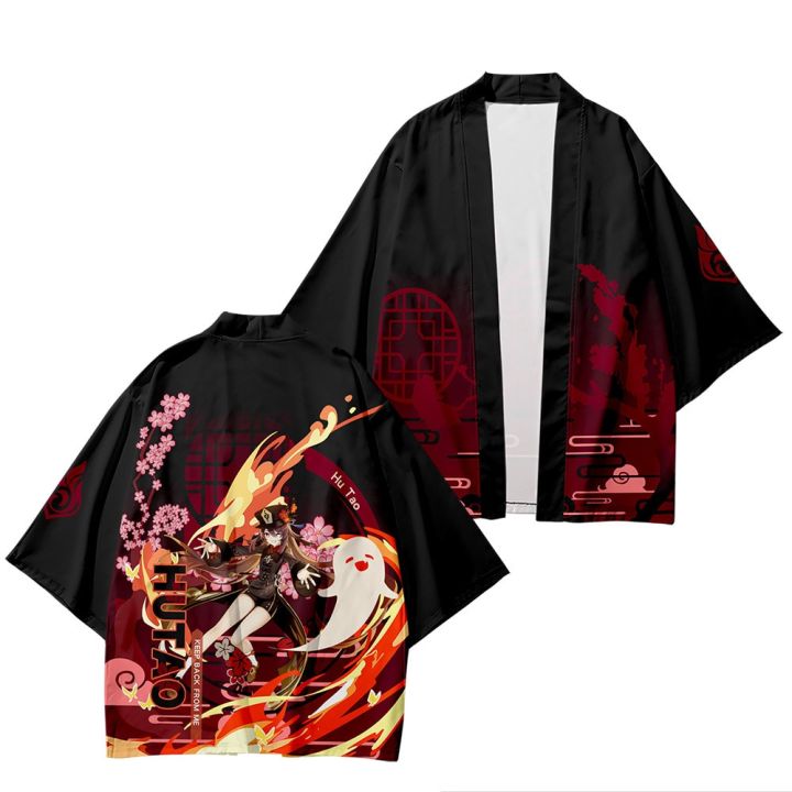 Genshin Impact Hu Tao Cosplay Kimono Traditional Cardigan Harajuku ...
