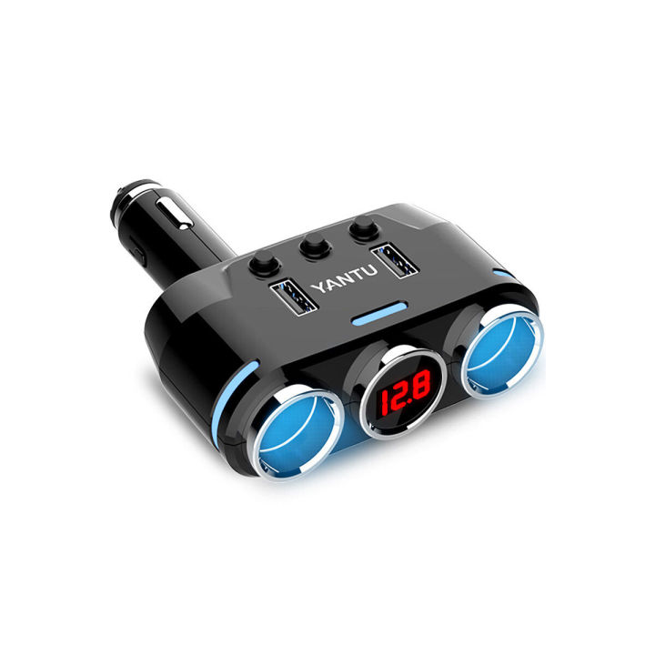 car-charger-one-minute-thre-multi-functional-one-drag-three-power-socket-double-usb-car-charger-voltage-switch