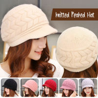 ผู้หญิง Beret Beanie หมวกโครเชต์อบอุ่นถัก Slouch หมวกสุภาพสตรีฤดูหนาว Peaked Hat