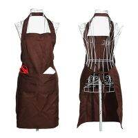 2X Plain Apron Front Pocket for Butchers Chefs Kitchen Cooking Craft Baking Waiter - Brown