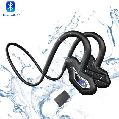 ZZOOI Bone Conduction Earphones Built-in 16G Memory MP3 Music Hanging Ear Sports Wireless Bluetooth Headphones With Mic Gaming Headset