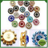 CHE24 10PCS 14mm ตัดเย็บเสื้อผ้า ที่เป็นประกาย รูปดอกไม้ ปุ่ม Rhinestone หินแก้วคริสตัล ตกแต่งเสื้อผ้า เครื่องประดับหมวก