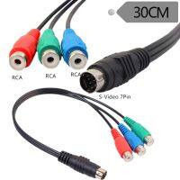 S-video adaptor kabel komponen RGB 7-Pin jantan ke 3-RCA male 0.3m