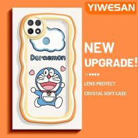 YIWESAN เคสสำหรับ OPPO A15 A35 A15s 4G,ลายการ์ตูนโดราเอมอนสุดน่ารักมีเคสโทรศัพท์โปร่งใสนุ่มปลอกซิลิโคนป้องกันกล้องเคสใสกันกระแทก