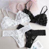 【CW】❍  Panties Set Nonwire Bralette Transparent Female Low Waist G-String Thongs Fashion