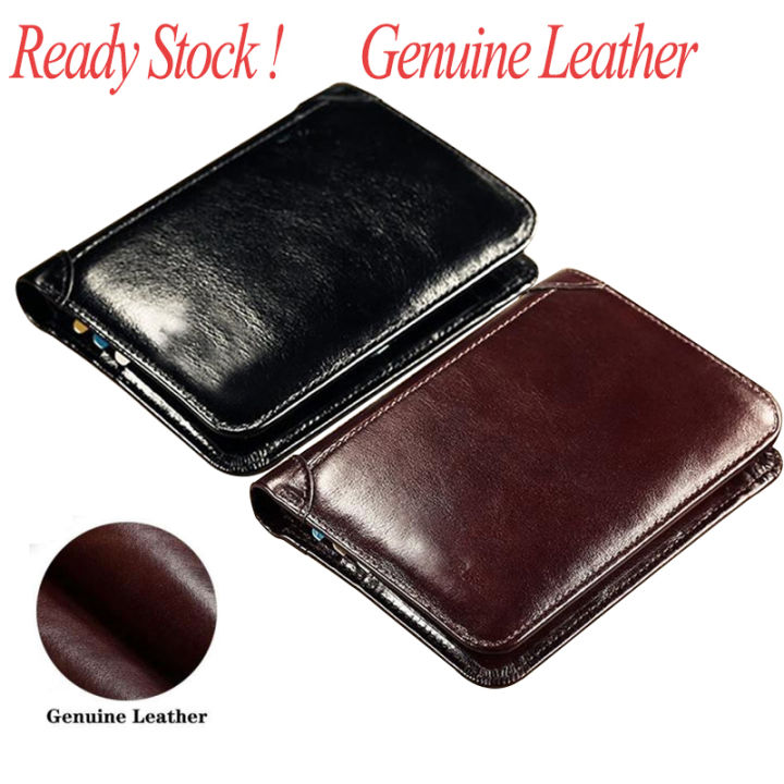 ManBang Genuine Leather Men Wallets Fashion Trifold Wallet Zip