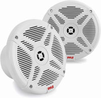 Pyle 6.5 Inch Dual Marine Powered Speakers - Waterproof and Bluetooth Compatible Amplified Speaker with Wireless Streaming and 600 Watt Power - 1 Pair - PLMRF65MW (White)