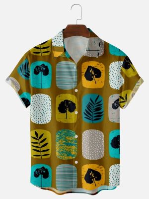 ZZOOI Camisas Para Hombre 2022 New Large Size Shirts Creative Printing Mens Loose Trend Short Sleeve Lapel Shirts Mens Clothing