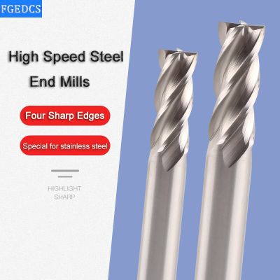 4Flute White Steel End Mill 6 8 1 12MM เครื่องตัดมิลลิ่งเหล็กสีขาว CNC เครื่องตัดเหล็กความเร็วสูงก้านตรง 1.5 มม. เครื่องมือ