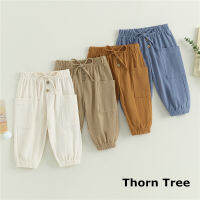 Thorn Tree เด็กวัยหัดเดิน Boys กางเกงกีฬาลำลองสีทึบ Drawstring ปุ่มสินค้าพร้อมกระเป๋ากางเกง