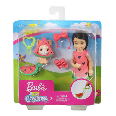 Barbie Chelsea Travel Doll with Puppy Carrier Accessories Barbie Club Chelsea Dress-Up Doll Toy for Girl Gift FWV20