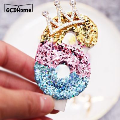 【CW】ↂ  Birthday Number Candles Glitter Gold Pink Candle for Kids Boys Insert Decorations