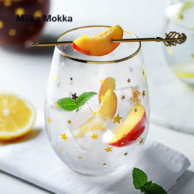 Glass Cup Egg-shaped Glass Water Cup Moon Star Snowflake Creative Ice Coffee Coke Cup Milk Juice Cup Transparent Mugs