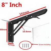 2PCS8 Inch Folding Black Metal K Shape Folding Angle Bracket Adjustable Wall Mounted Shelf Bracket DIY Home Table Bench