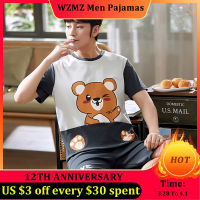 Summer Spring Pajamas For Men Casual Cotton Pajama Sets Fashion Letter Print Short Sleepwear With Plaid Shorts Stretch Pyjamas