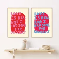 Hanxuelioo Funky Eclectic สีสัน Love Is Real อ้างโปสเตอร์ Maximalist Wall Art พิมพ์ภาพวาดผ้าใบห้องนั่งเล่นตกแต่งบ้าน