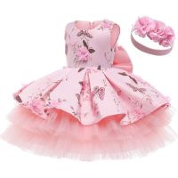 Baby Girls New Year Costume Toddler Kids Wedding Birthday Party Lace Princess Dress 2 3 4 5 Years Children Christmas Clothing 6Y