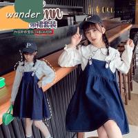 WANDER ชุดเดรสเด็กผู้หญิง กระโปรงเด็กผู้หญิง การออกแบบตกแต่งลูกไม้ปก ชุดกระโปรงยีนส์เด็กโต23721