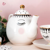 PHILOS กาน้ำชา เซรามิก ชุดกาน้ำชา ลายน่ารักหลับตา ฝาลายจุด PMISS ETOILE, TP027 TEAPOT SMALL EYES &amp; DOTS