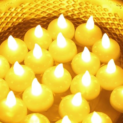 12Pcs LED Floating Candle With Batteries For Swimming Pool Bathtub Flameless Flickering  Floating Water Candle Tealight  Lamp Night Lights