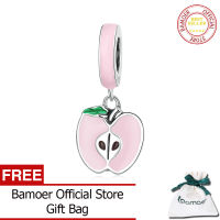 Bamoer 925เงินสเตอร์ลิงผลไม้สีชมพู Apple จี้ลูกปัดเครื่องรางสร้อยข้อมือสร้อยคอสำหรับเครื่องประดับสตรี SCC2226