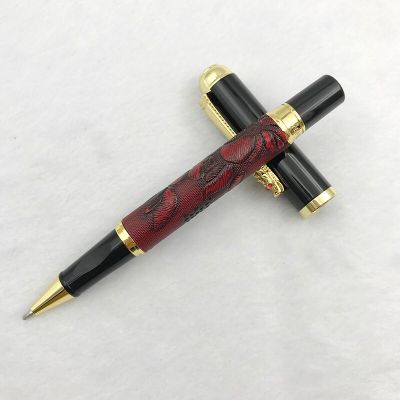 Jinhao Dragon Rollerball Pen Gift High-end Gold Dragon Clip Black Ink Refill 0.7mm Red Brown Emboss Ballpoint Pens with Cap 1pc Pens