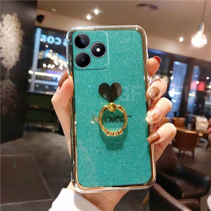 เคสใส่โทรศัพท์-realme-c51-c53-nfc-2023อย่างแข็งสุดหรูใหม่เคสที่มีห่วงสำหรับถือชุบแวววาวฝาครอบการถูกรัก-realmec53เคสมือถือ